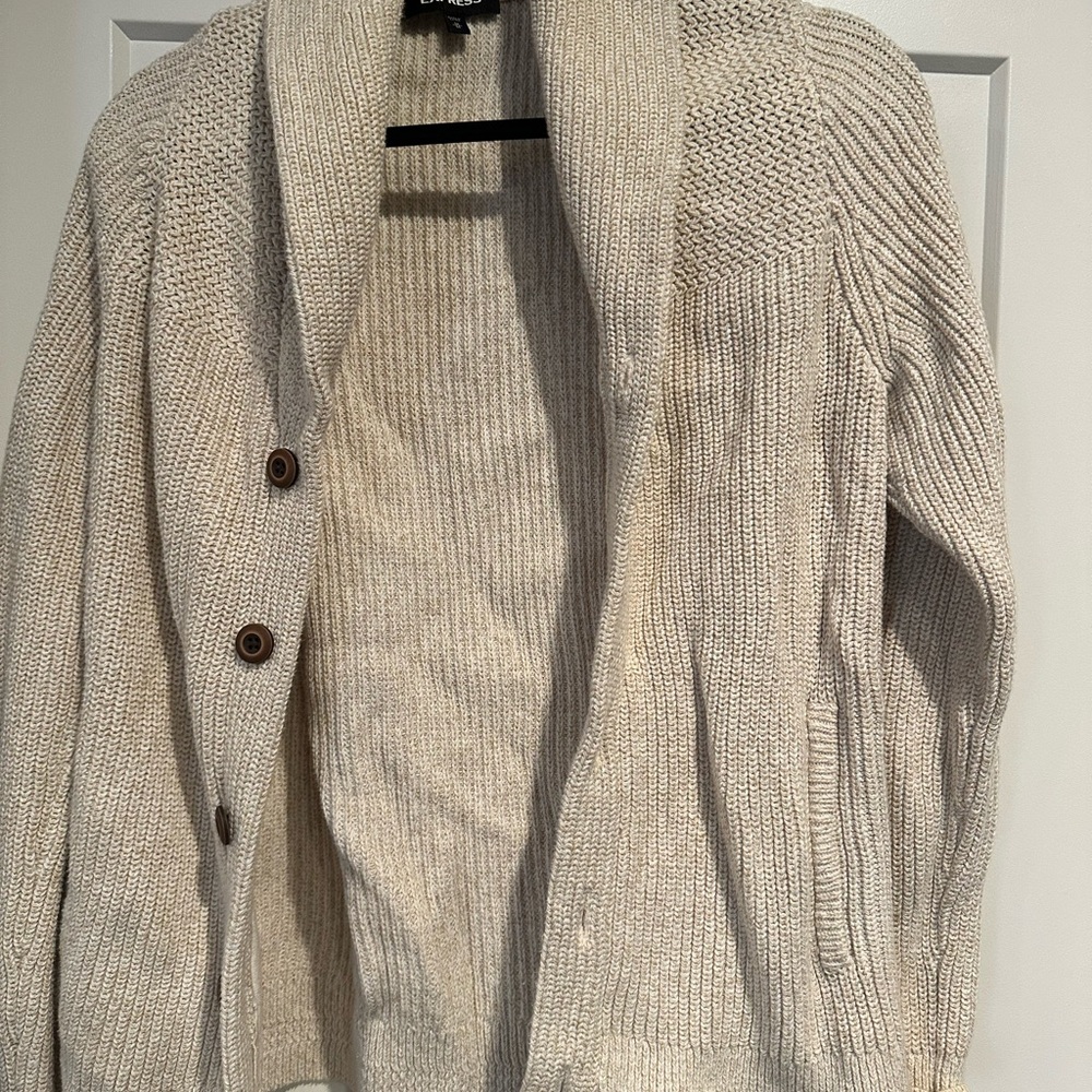 Express Cream Knit Shawl Collar Cardigan - men’s M